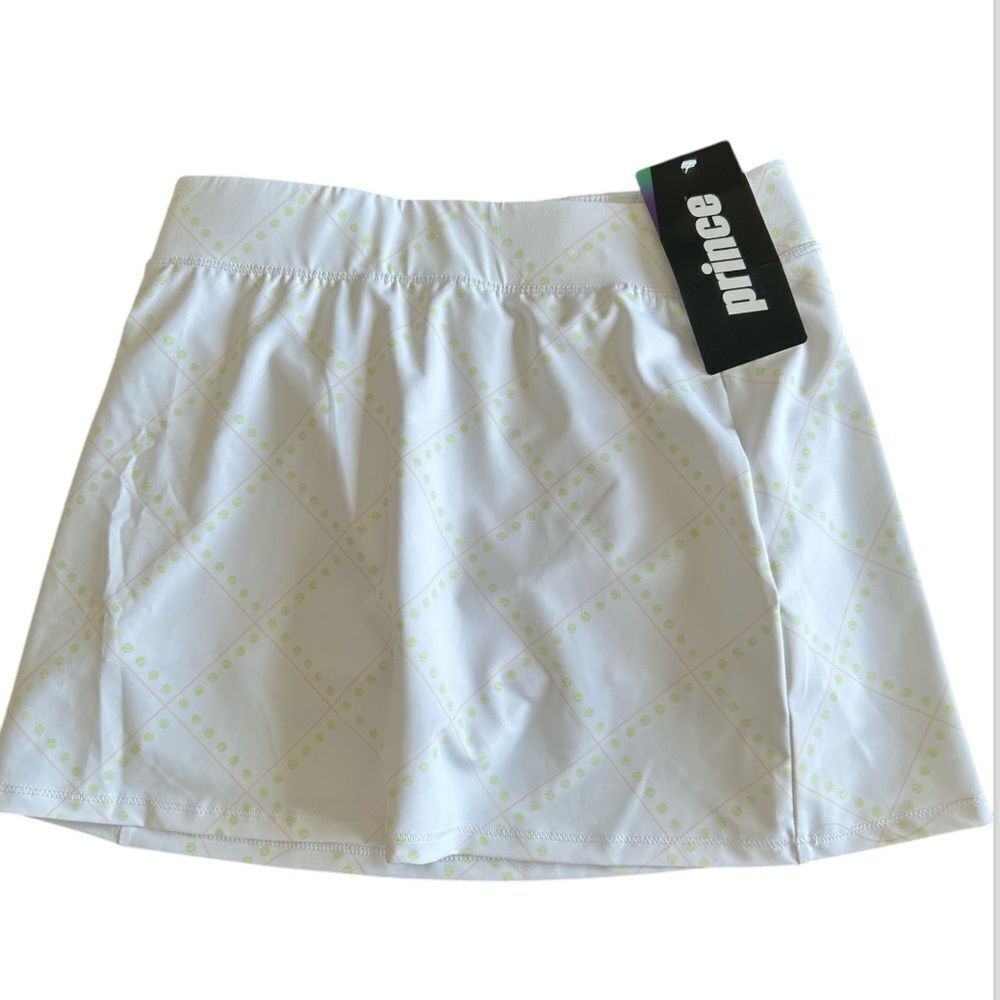 prince girls knit tennis golf skort white court lines size 14 new with tags